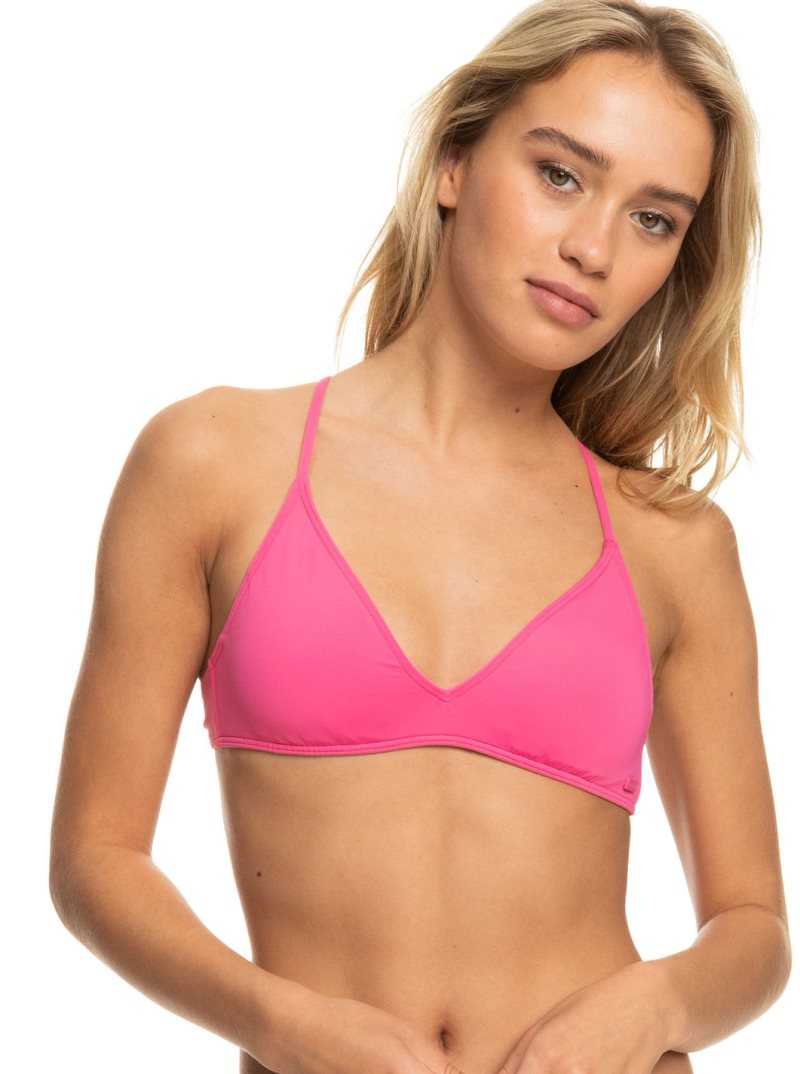 Shocking Pink Roxy Beach Classics Triangle Bikini Top | EUDSPX971