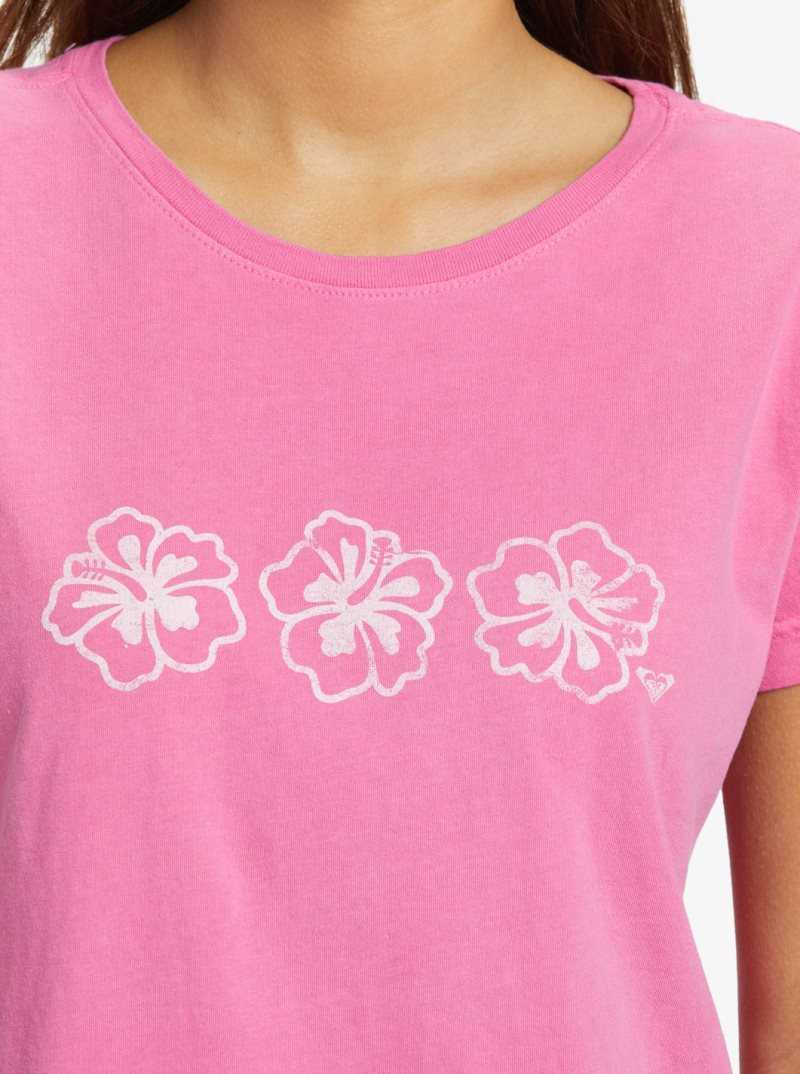 Shocking Pink Roxy Happy Hibiscus Boyfriend T-shirt | XDTOUR075