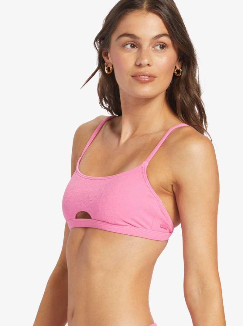 Shocking Pink Roxy Hawaiian Heat Bralette Bikini Top | UIQLCO627