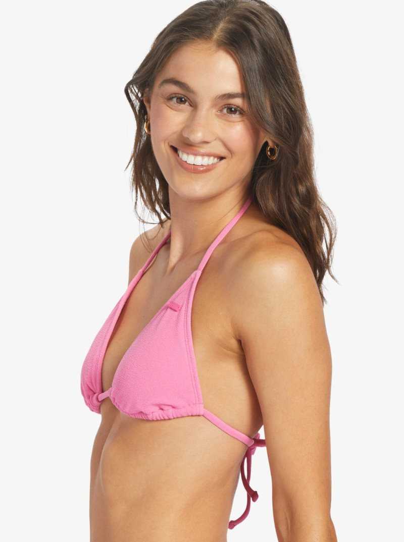 Shocking Pink Roxy Hawaiian Heat Elongated Triangle Bikini Top | BEJCMR459