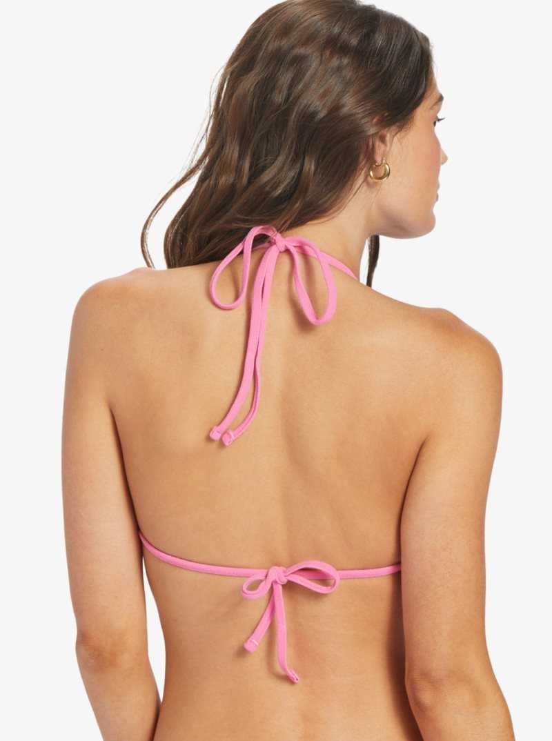 Shocking Pink Roxy Hawaiian Heat Elongated Triangle Bikini Top | BEJCMR459