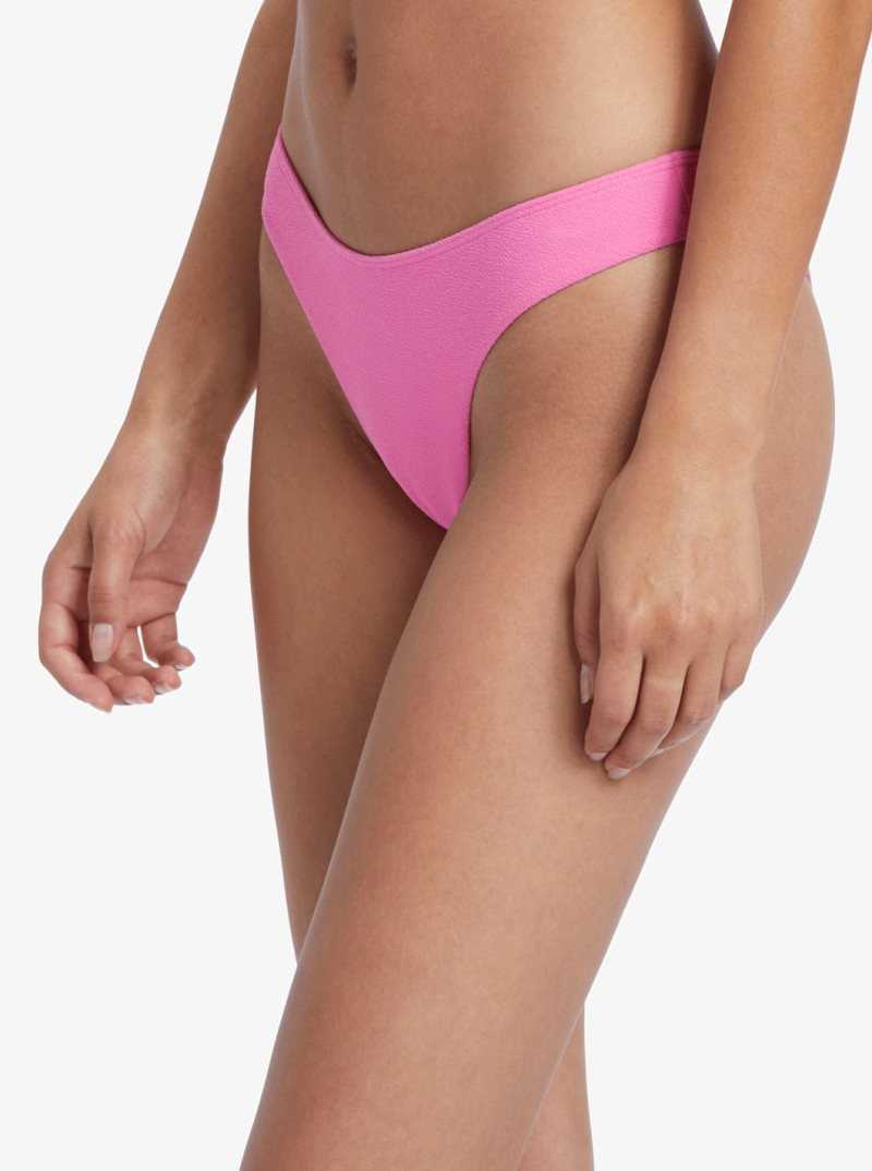 Shocking Pink Roxy Hawaiian Heat High Leg Cheeky Bikini Bottoms | KXWRAE427