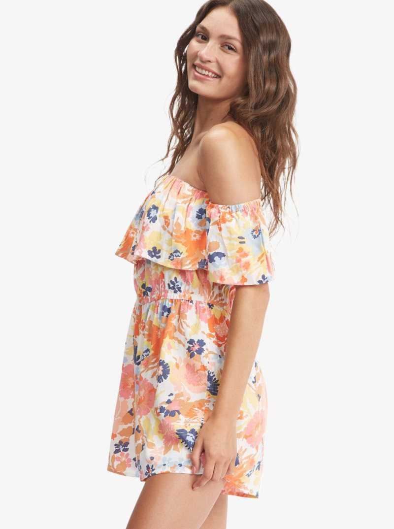 Snow White Floral Escape Roxy Another Day Romper | FMLEZR764