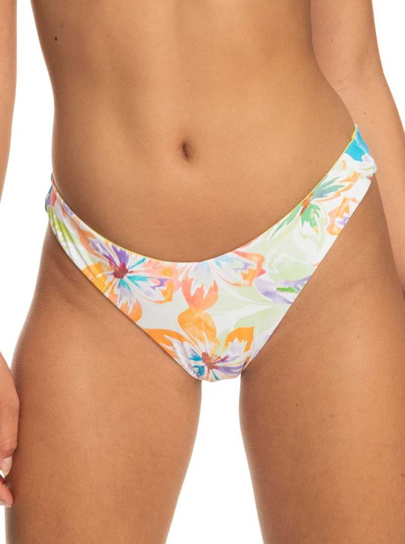 Snow White Pualani Combo Roxy Retro Reversible Cheeky Bikini Bottoms | JLYWNQ319