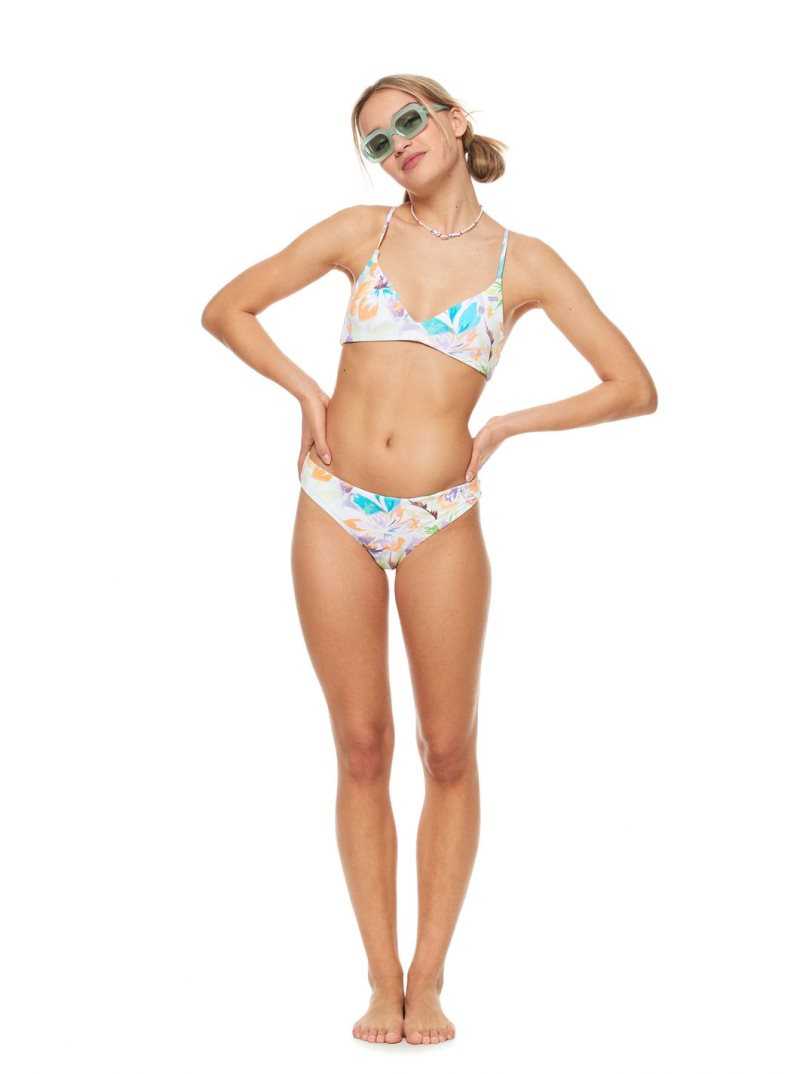 Snow White Pualani Combo Roxy Retro Revo Reversible Hipster Bikini Bottoms | CHUMJL904