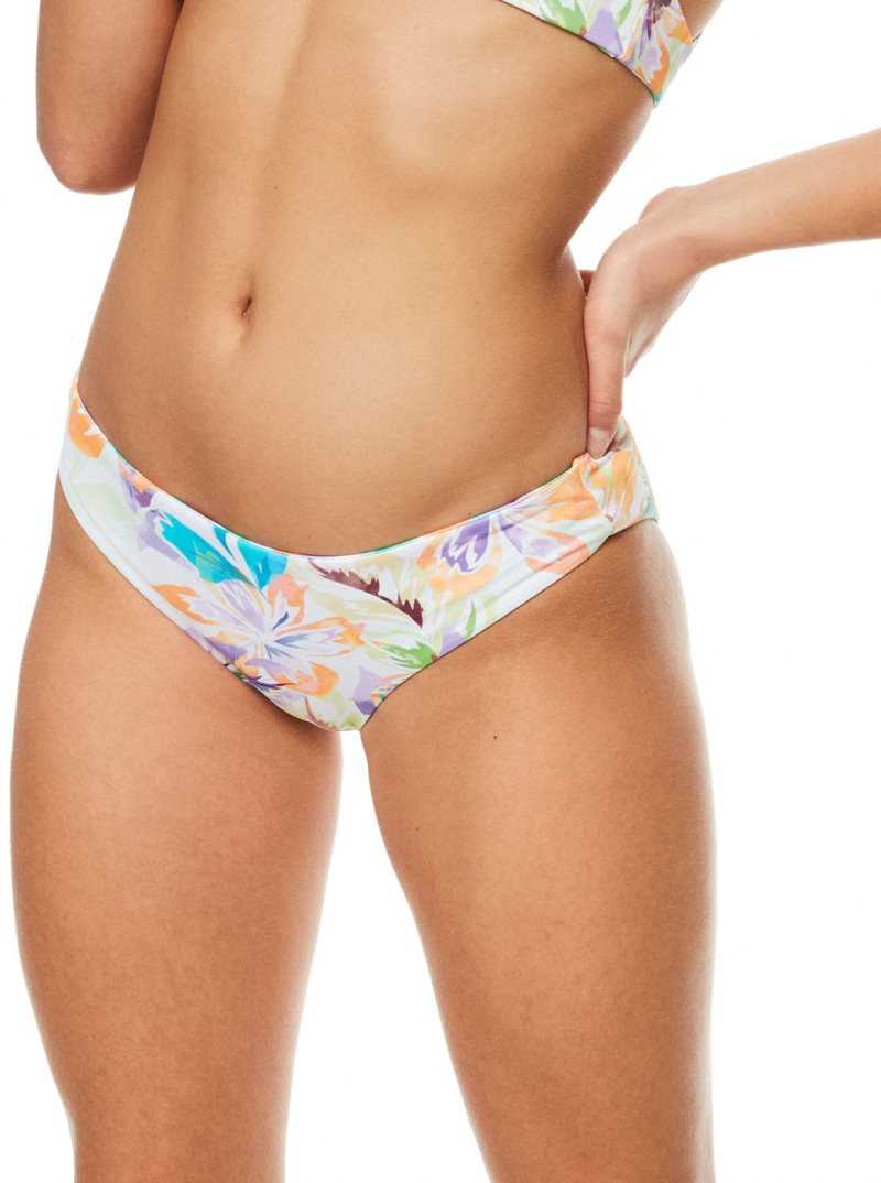 Snow White Pualani Combo Roxy Retro Revo Reversible Hipster Bikini Bottoms | CHUMJL904