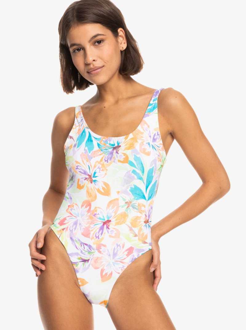 Snow White Pualani Combo Roxy Retro Revo One Piece Swimsuit | YQSPRX195