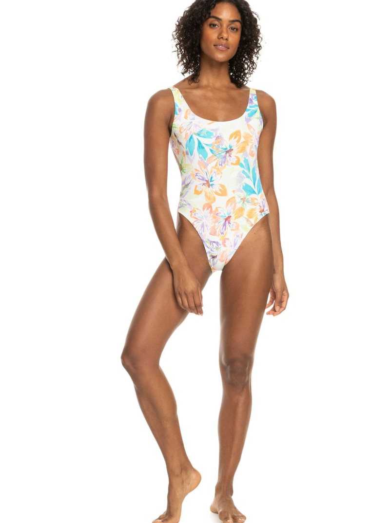 Snow White Pualani Combo Roxy Retro Revo One Piece Swimsuit | YQSPRX195