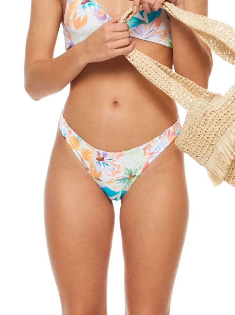 Snow White Pualani Combo Roxy Retro Revo Reversible Mini Bikini Bottoms | ZFAVXB260