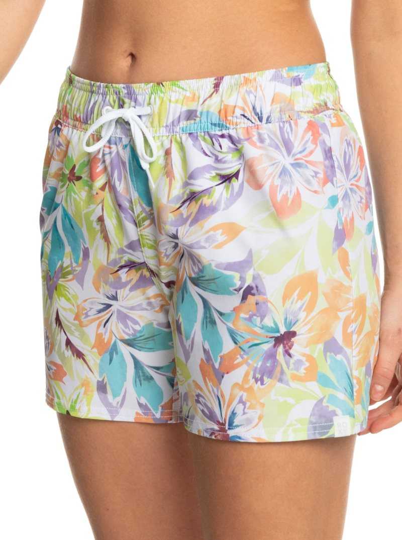 Snow White Pualani Combo Roxy Sea Printed 5' Boardshorts | ZGLBSQ327