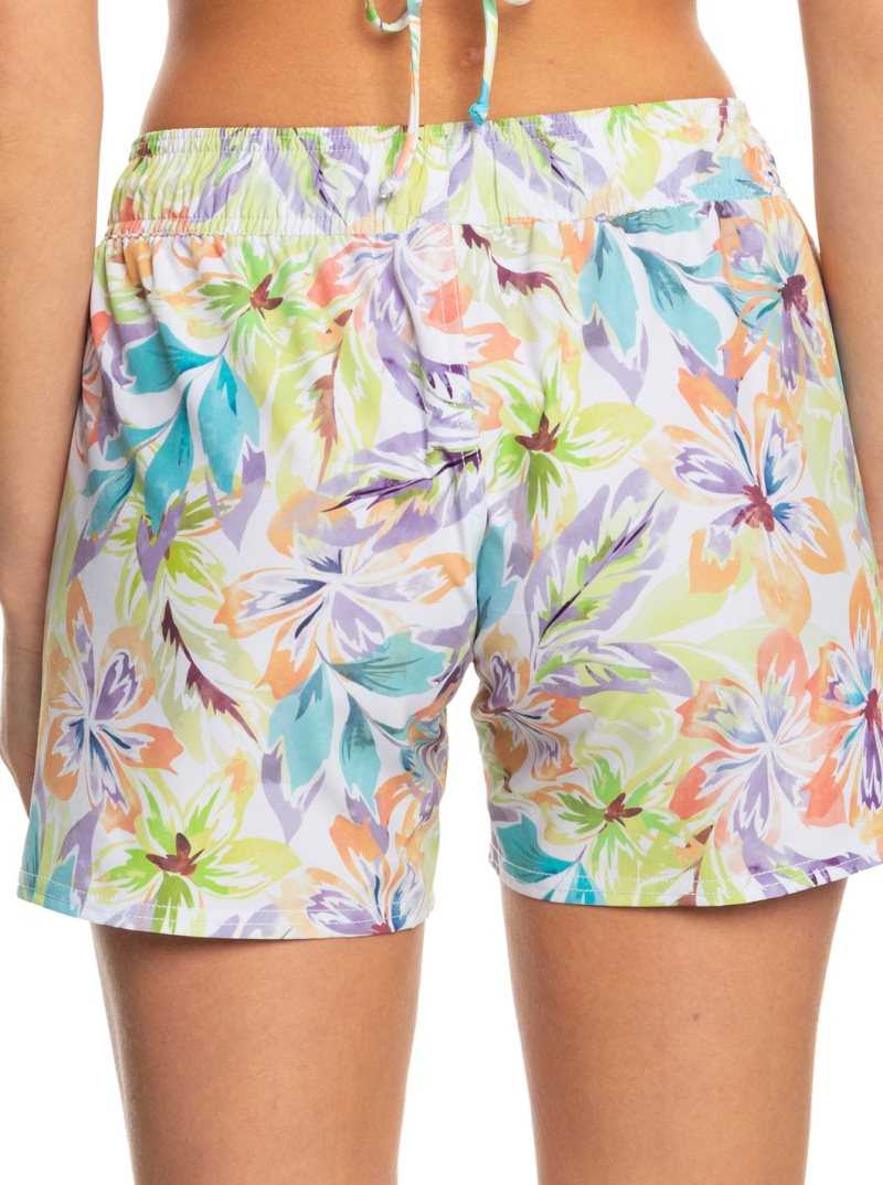 Snow White Pualani Combo Roxy Sea Printed 5' Boardshorts | ZGLBSQ327