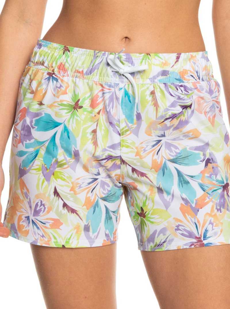 Snow White Pualani Combo Roxy Sea Printed 5\' Boardshorts | ZGLBSQ327