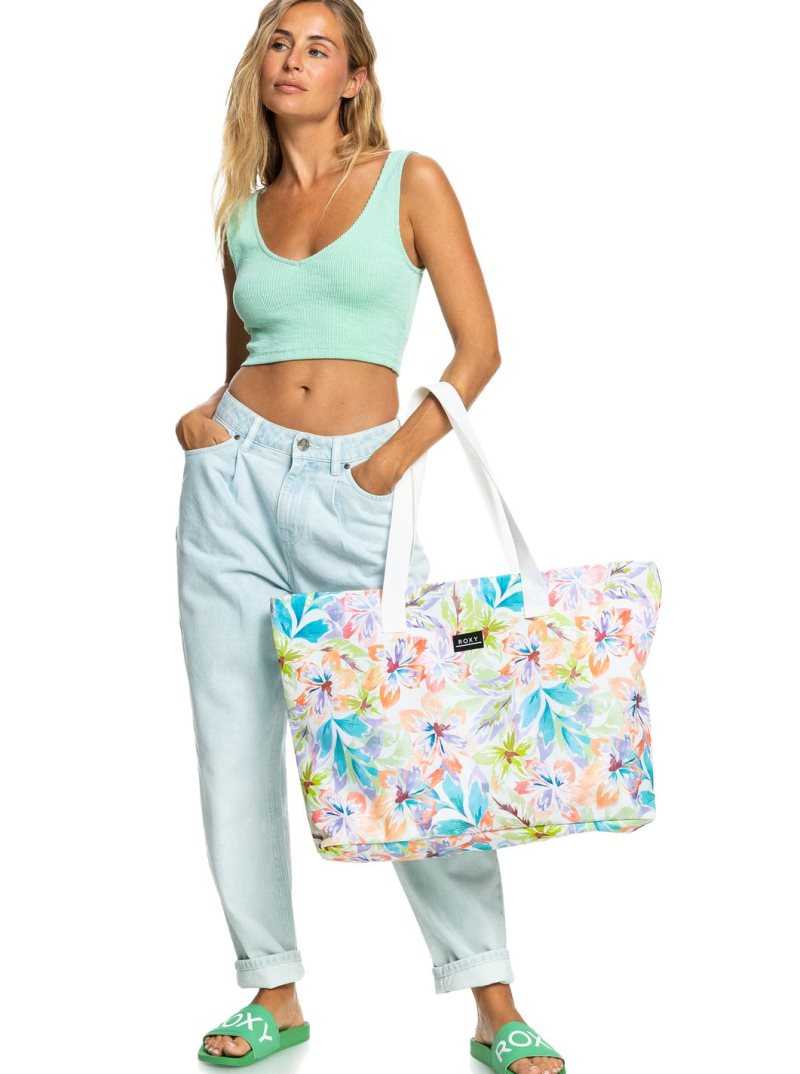 Snow White Pualani Combo Roxy Skinny Love Large Tote Bag | ELJAYW657