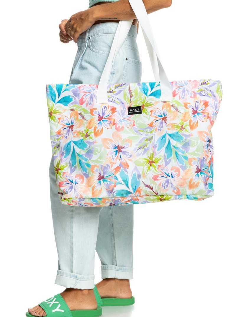 Snow White Pualani Combo Roxy Skinny Love Large Tote Bag | ELJAYW657