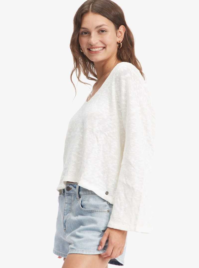 Snow White Roxy Board Walk V-Neck Top | YECUXM520