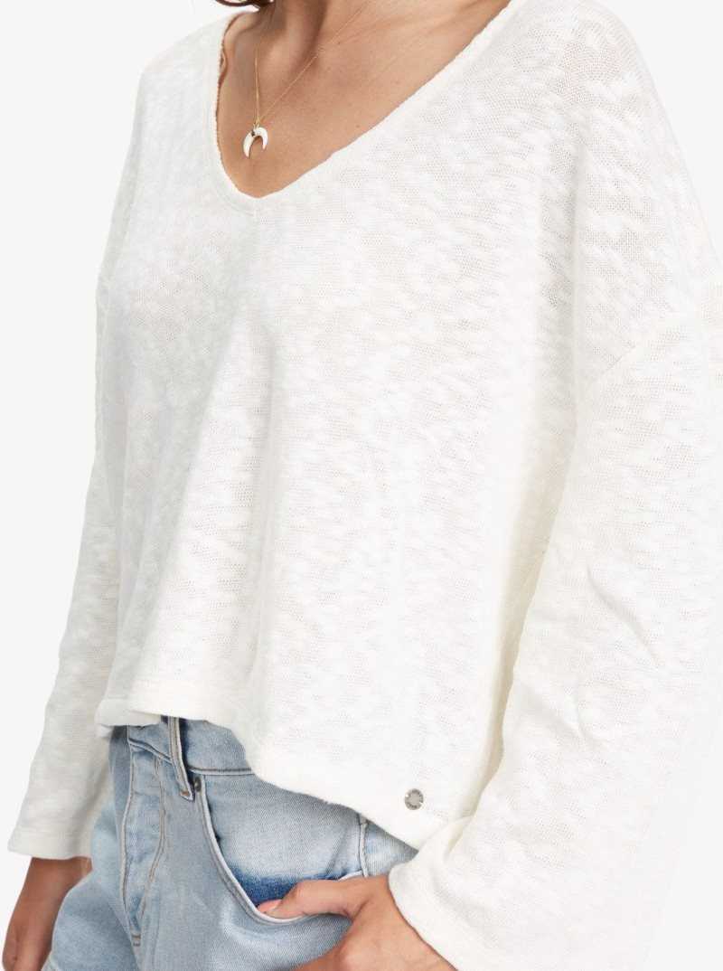 Snow White Roxy Board Walk V-Neck Top | YECUXM520