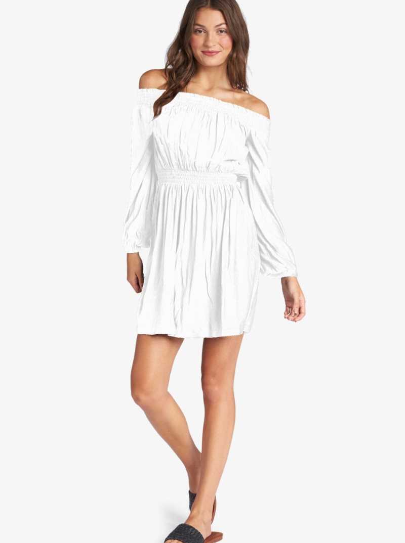 Snow White Roxy Dream Escape Woven Off The Shoulder Dress | WOEIQG483