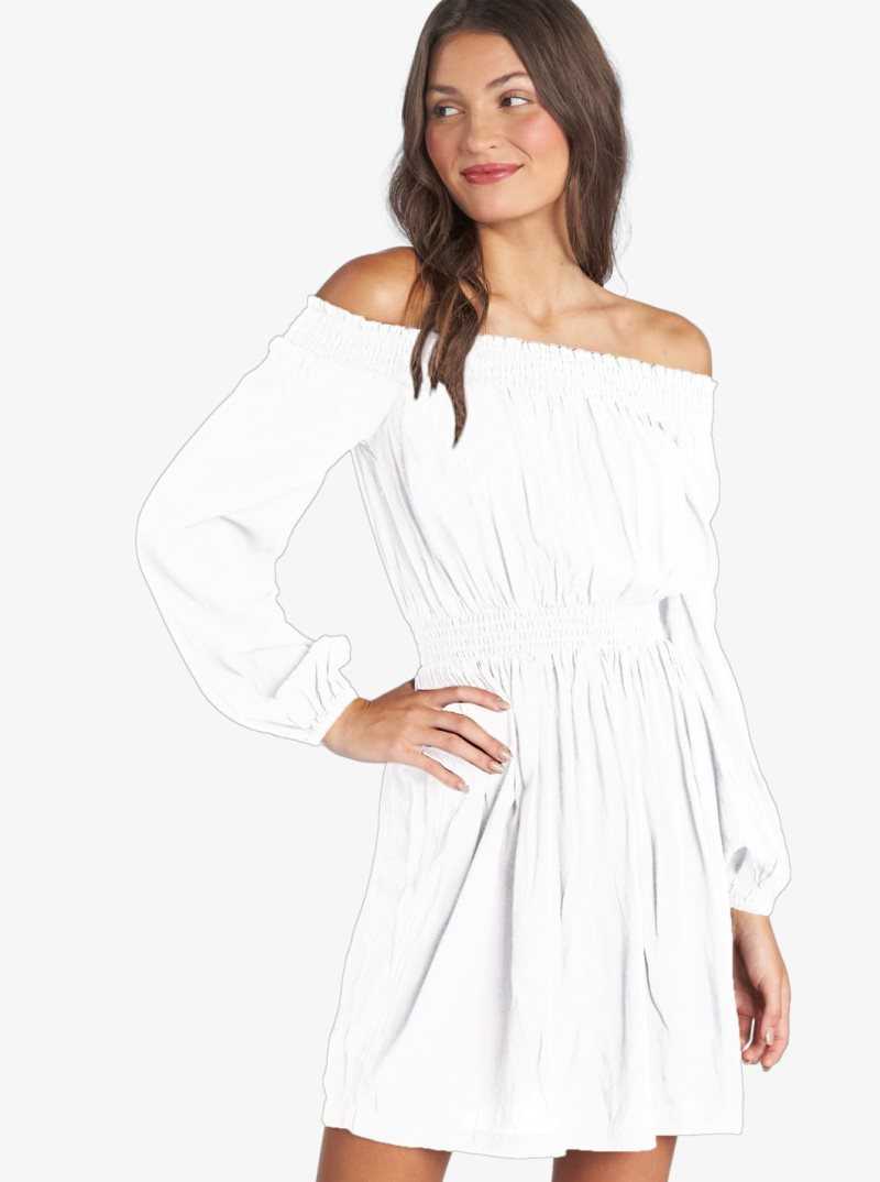 Snow White Roxy Dream Escape Woven Off The Shoulder Dress | WOEIQG483