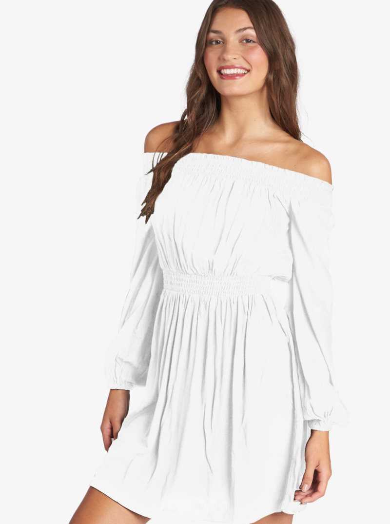 Snow White Roxy Dream Escape Woven Off The Shoulder Dress | WOEIQG483