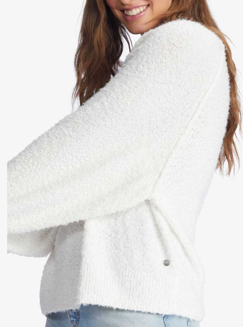 Snow White Roxy Early Morning Crew Neck Sweater | FXATKH943