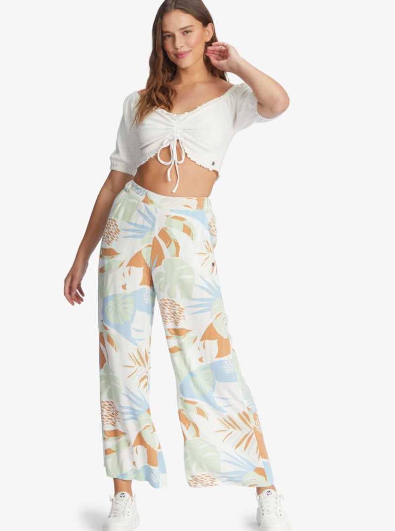 Snow White Roxy Flirty Walk Puff Sleeve Crop Top | XQJAYP239