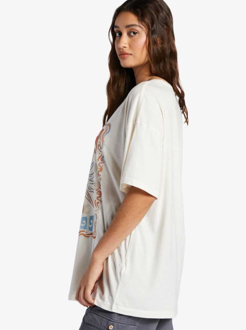 Snow White Roxy Mystic Oversized Graphic T-Shirt | KOPNIC148