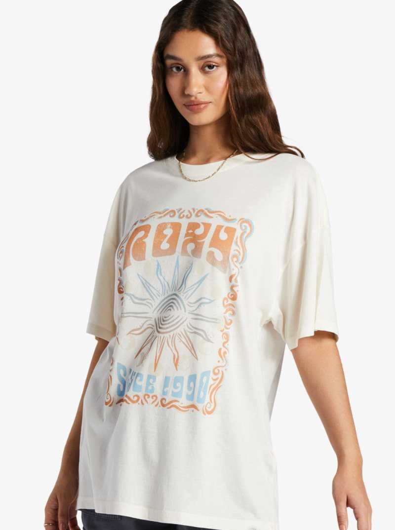 Snow White Roxy Mystic Oversized Graphic T-Shirt | KOPNIC148