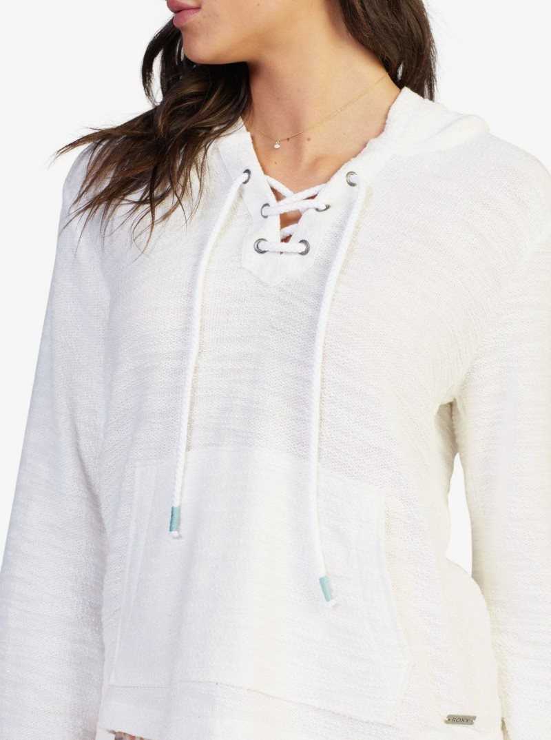 Snow White Roxy Pearling Oversized Poncho Style Hoodie | FTNEQJ580