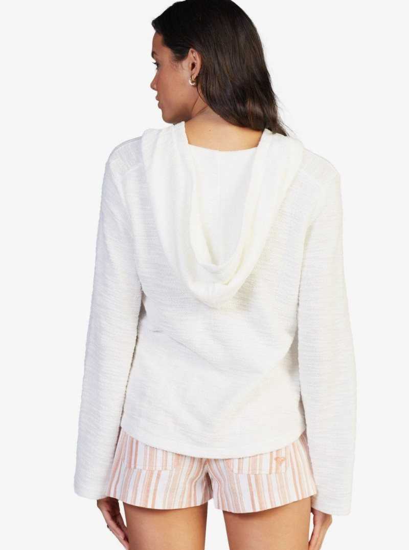 Snow White Roxy Pearling Oversized Poncho Style Hoodie | FTNEQJ580