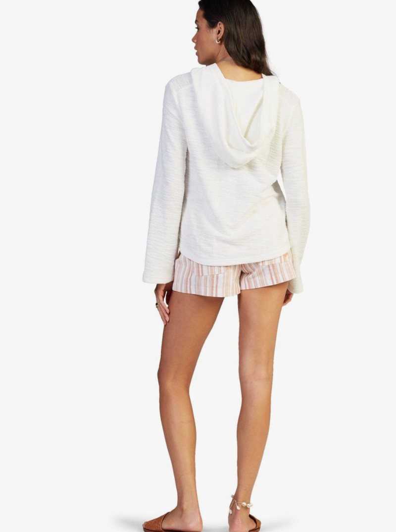 Snow White Roxy Pearling Oversized Poncho Style Hoodie | FTNEQJ580