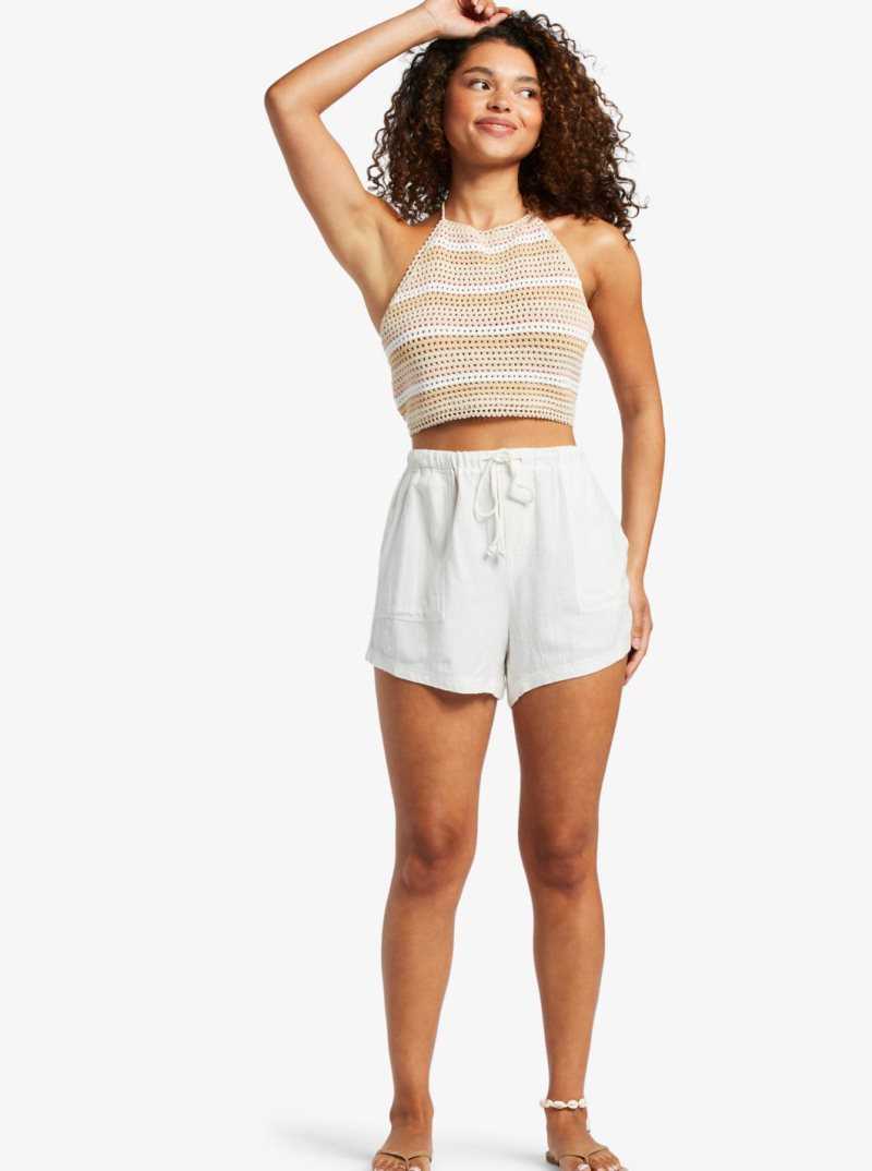 Snow White Roxy Sand And Sea Elastic Shorts | QVDHSY312