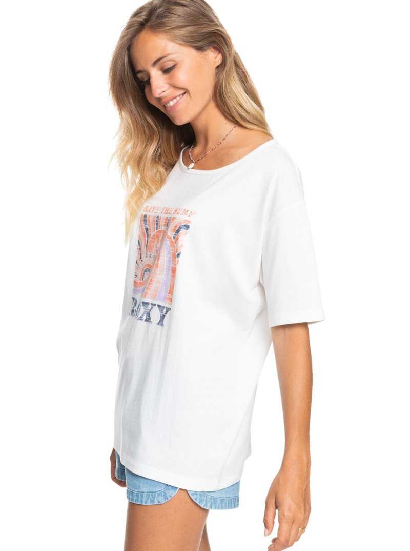 Snow White Roxy World Ocean Day Screen Tee | GJMIKL758