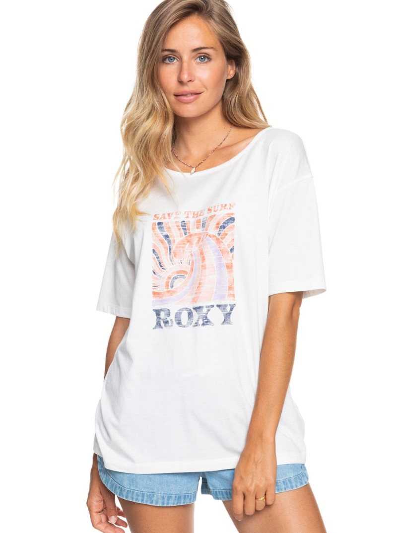 Snow White Roxy World Ocean Day Screen Tee | GJMIKL758