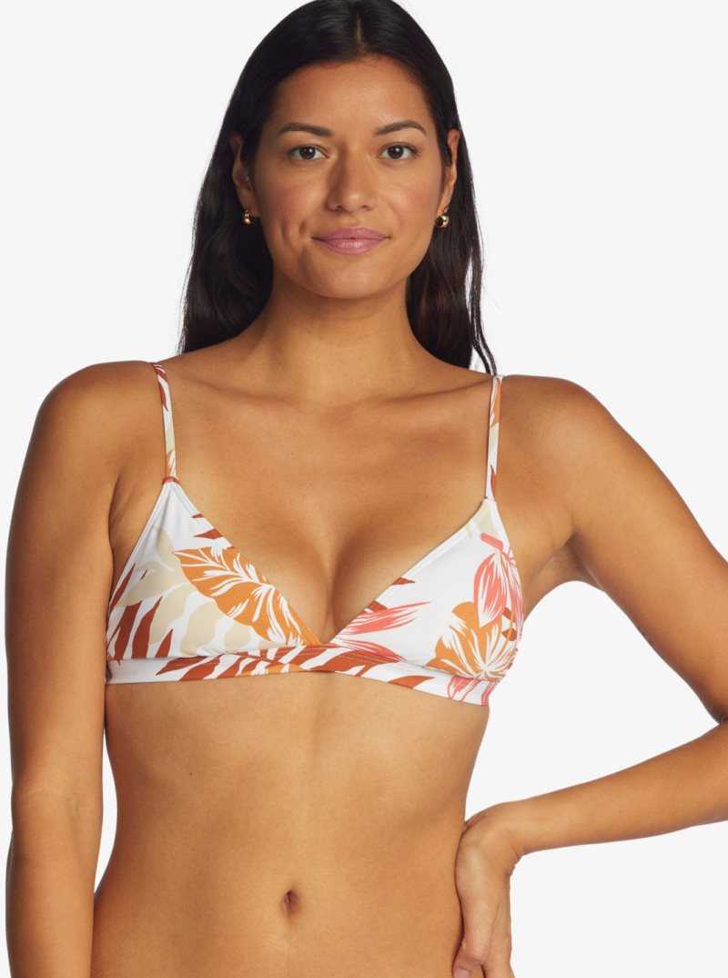 Snow White Seaside Tropics Roxy Beach Classics Fixed Triangle Bikini Top | FCEYOR013