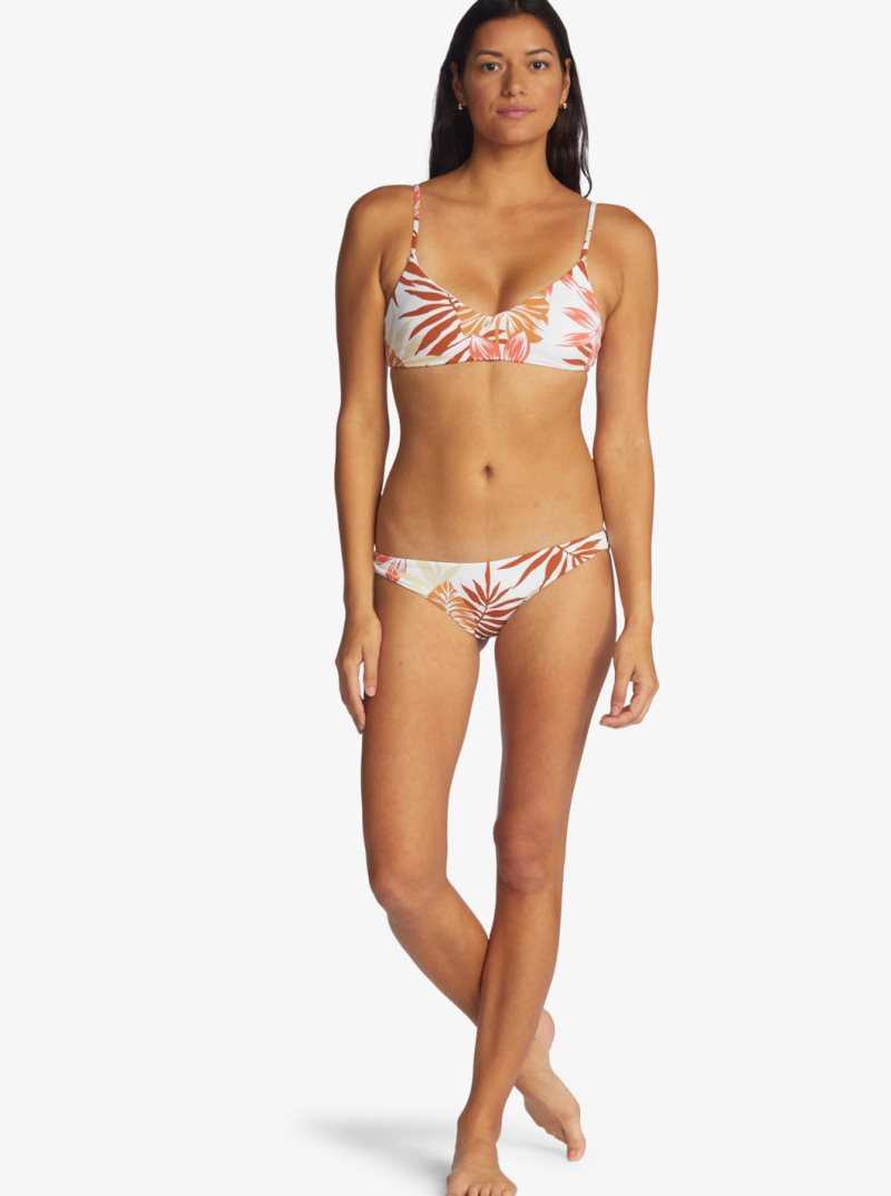 Snow White Seaside Tropics Roxy Printed Beach Classics Athletic Triangle Bikini Top | ITMYXZ645