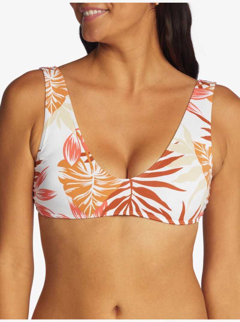 Snow White Seaside Tropics Roxy Printed Beach Classics Bralette Bikini Top | MRUBKL215