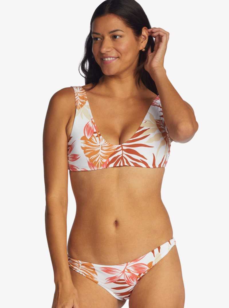 Snow White Seaside Tropics Roxy Printed Beach Classics Bralette Bikini Top | MRUBKL215