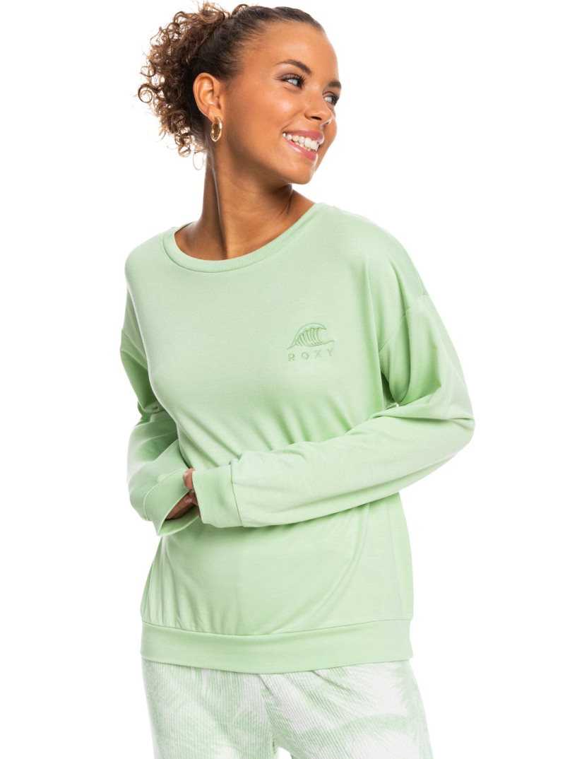 Sprucetone Roxy Surfing By Moonlight Green Pullover Sweatshirt | LQXSPF329