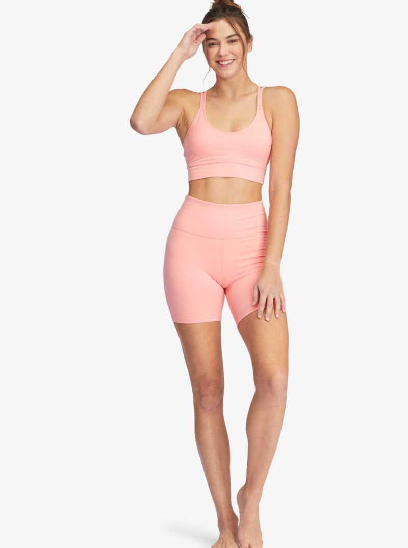 Strawberry Pink Roxy Kaileo High Waisted Biker Shorts | GVJWYU437