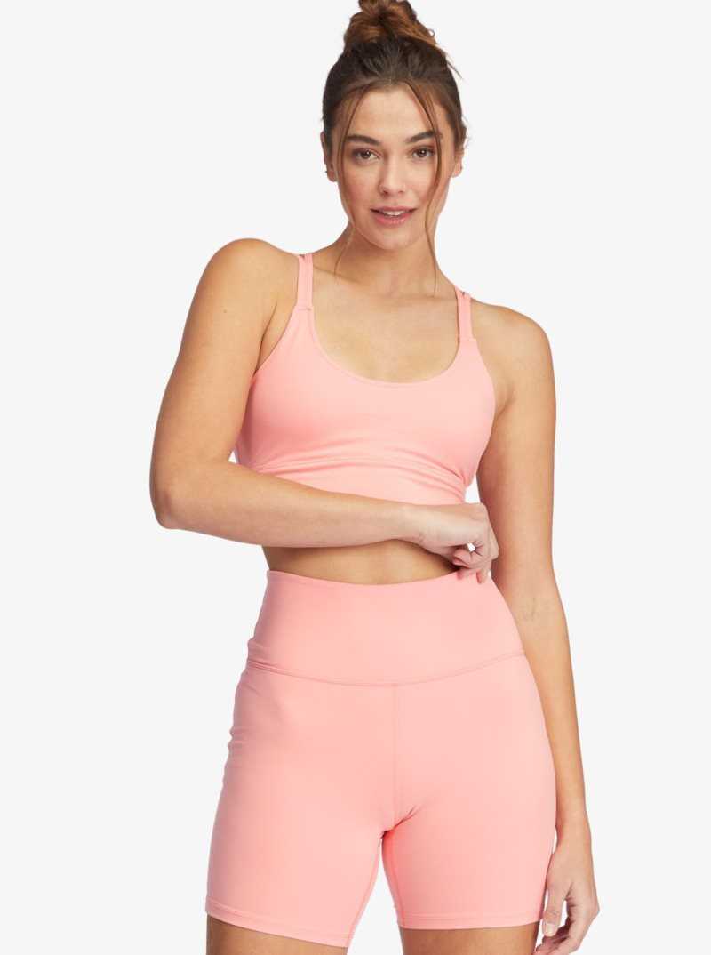 Strawberry Pink Roxy Kaileo High Waisted Biker Shorts | GVJWYU437