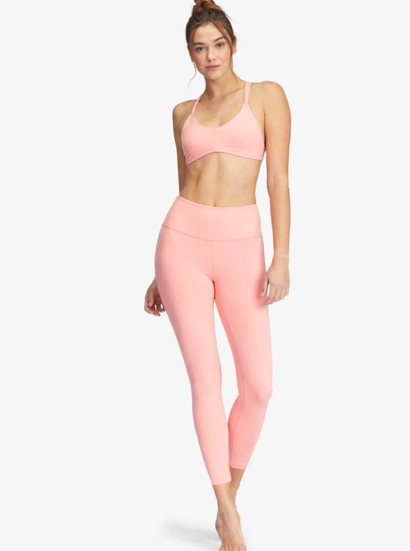 Strawberry Pink Roxy Kaileo High Waisted Ankle Length Workout Leggings | ZHNCPV249