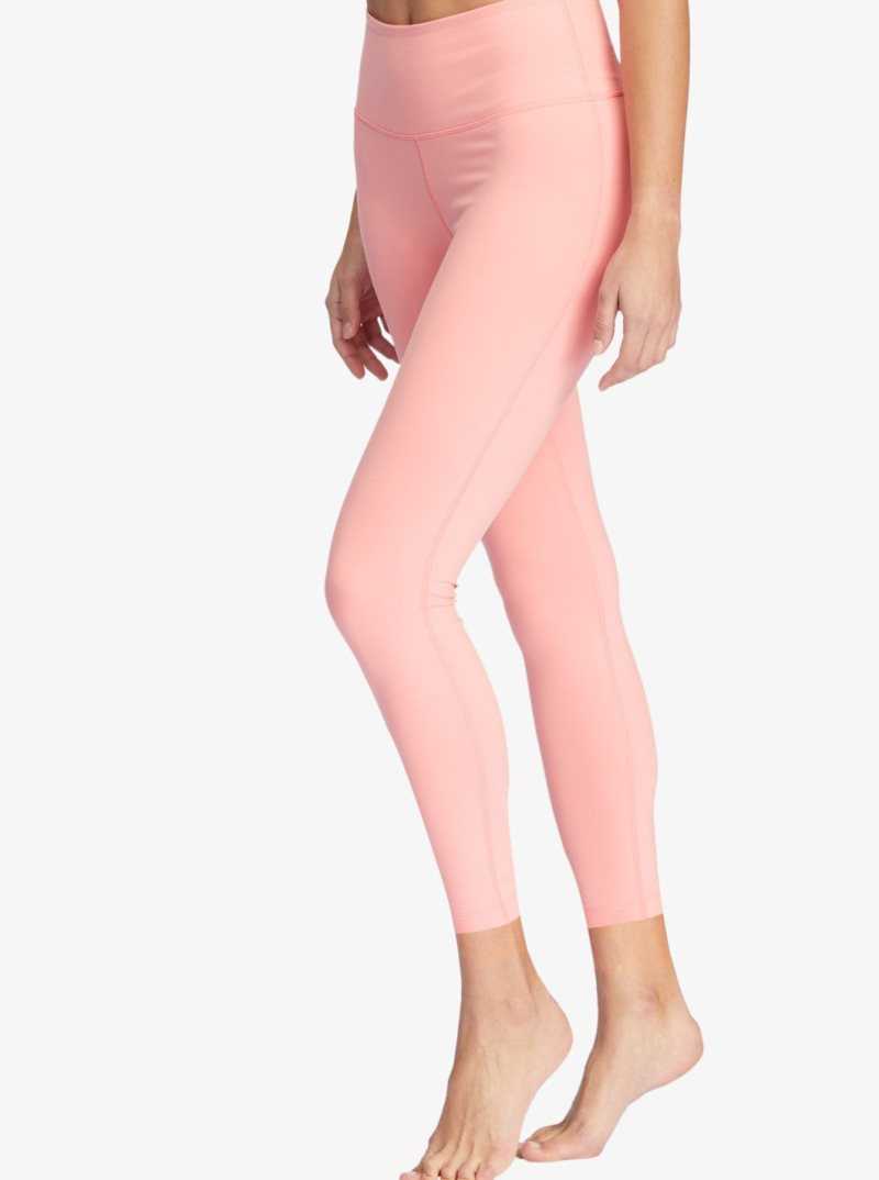 Strawberry Pink Roxy Kaileo High Waisted Ankle Length Workout Leggings | ZHNCPV249