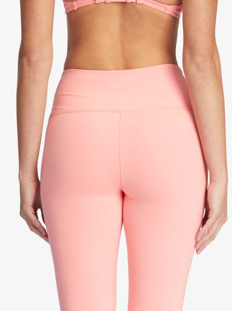 Strawberry Pink Roxy Kaileo High Waisted Ankle Length Workout Leggings | ZHNCPV249