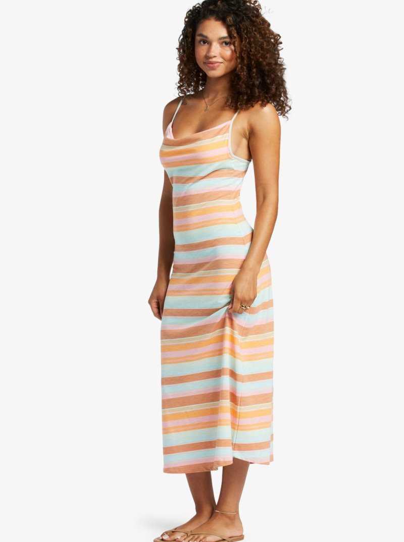 Sunset Spectrum Stripe Roxy Last Dance Midi Dress | SNIOAW867