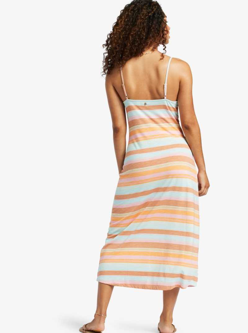 Sunset Spectrum Stripe Roxy Last Dance Midi Dress | SNIOAW867