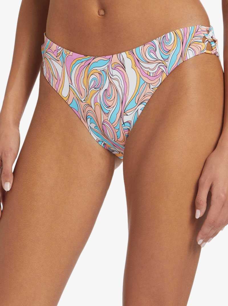 Swirly Daze Roxy Beach Classics Strap Hipster Bikini Bottoms | GUJRKT518