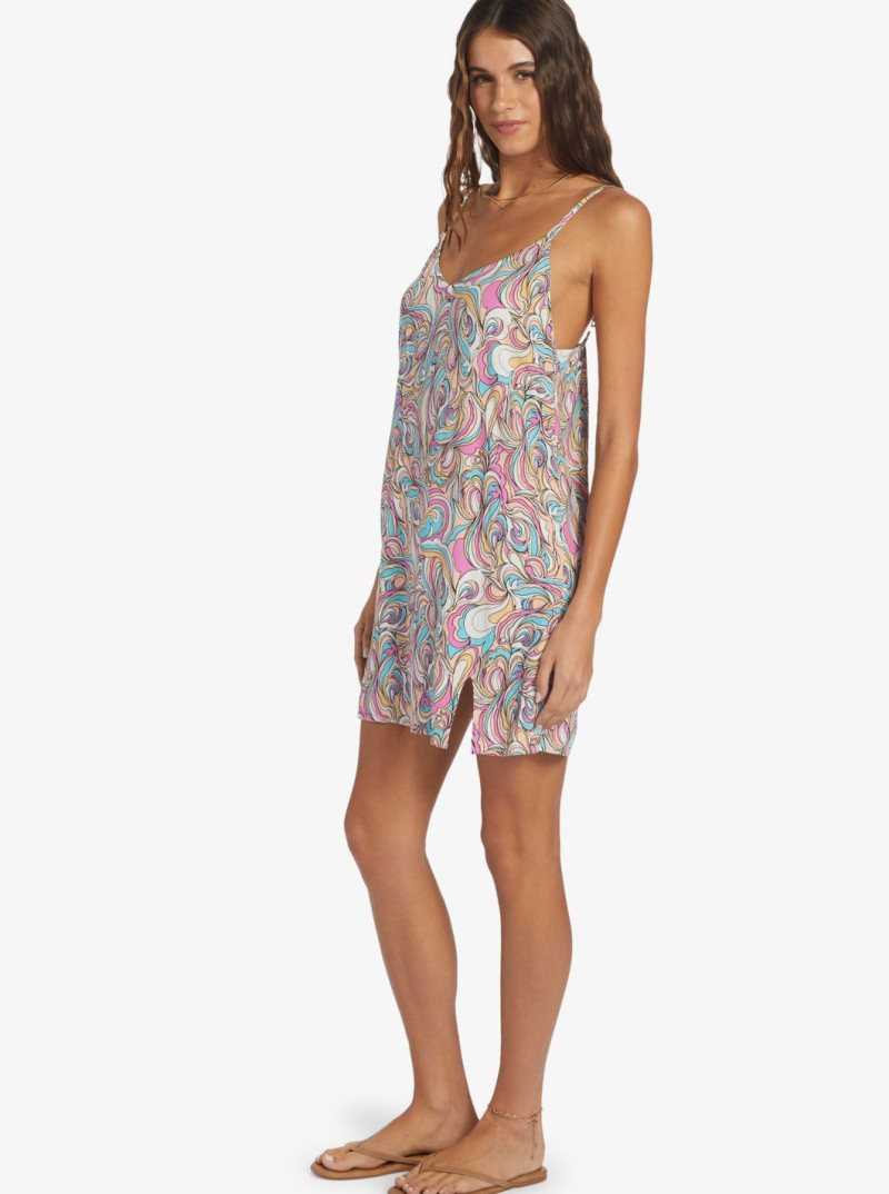 Swirly Daze Roxy Daytrip Mini V-Neck Slip Dress | ECNZWP579