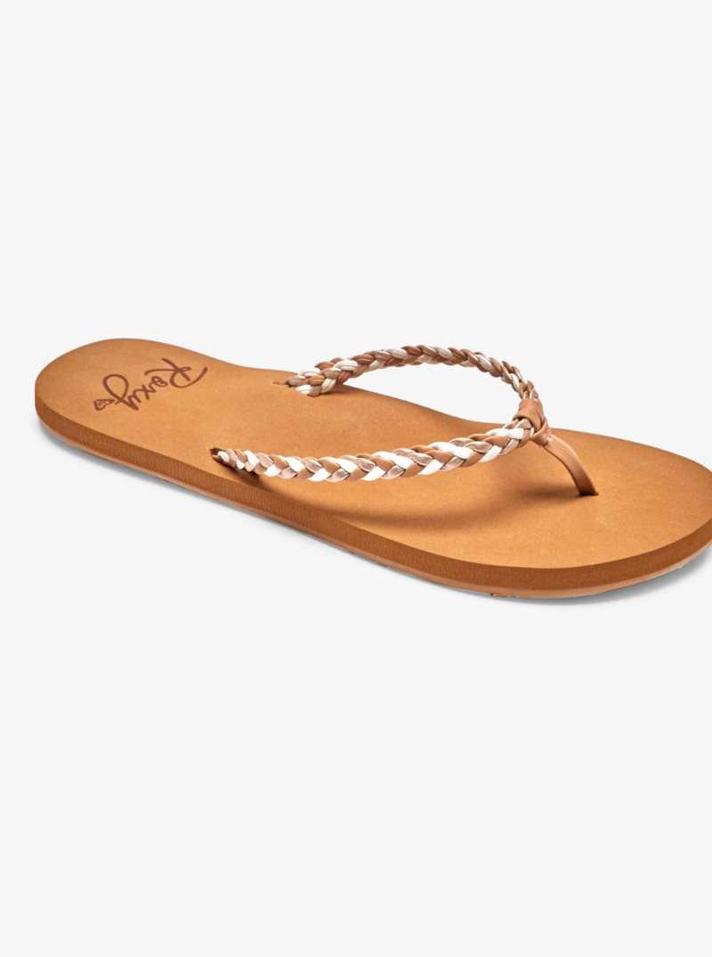 Tan/Gold Roxy Costas Flip-Flops | TSQUMA147