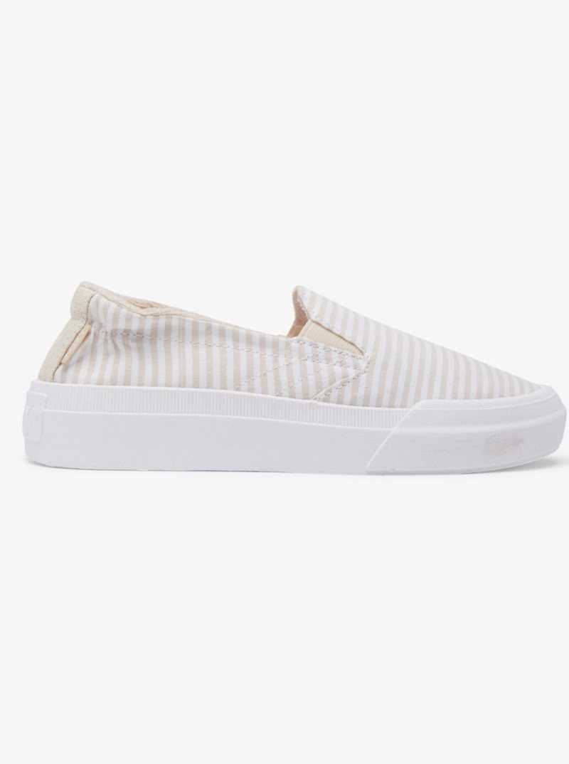 Tan Pinstripe Roxy Rae Slip-On Shoes | NWBDRZ094