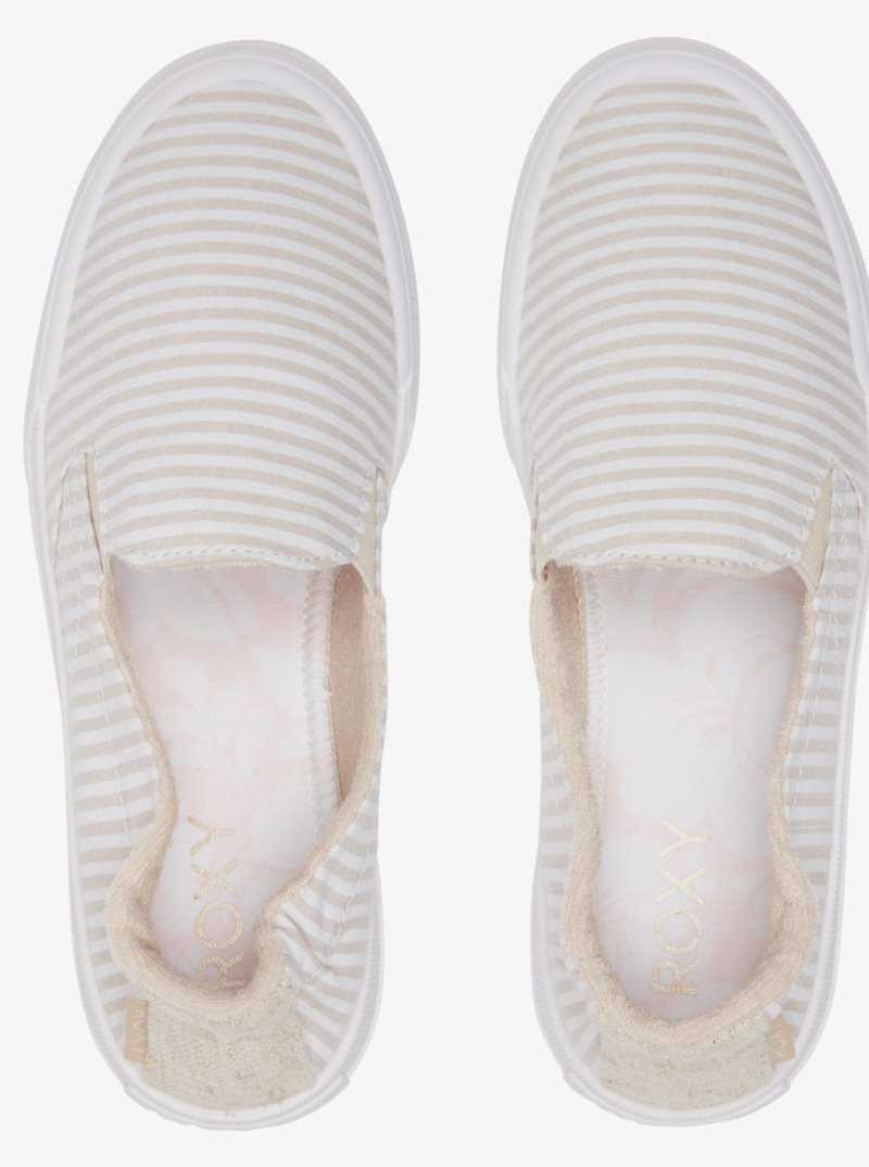 Tan Pinstripe Roxy Rae Slip-On Shoes | NWBDRZ094